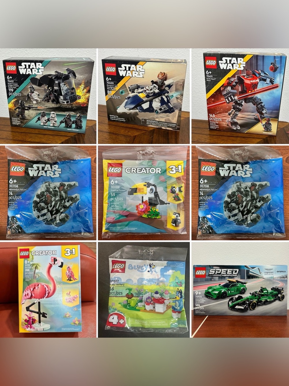 LEGO Building Set Bundle Lot (5ct) : Star Wars / 3in1 / Speed Champions / Bluey